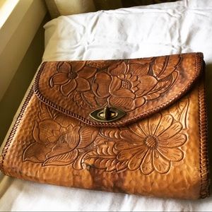 Vintage Hand Tooled leather handbag